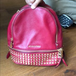Red leather authentic MK backback